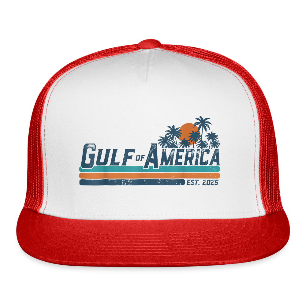 Gulf of America Retro Trucker Hat - white/red