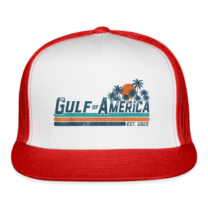 Gulf of America Retro Trucker Hat - white/red