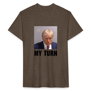 Trump Mugshot - My Turn Fitted Cotton/Poly T-Shirt by Next Level - heather espresso