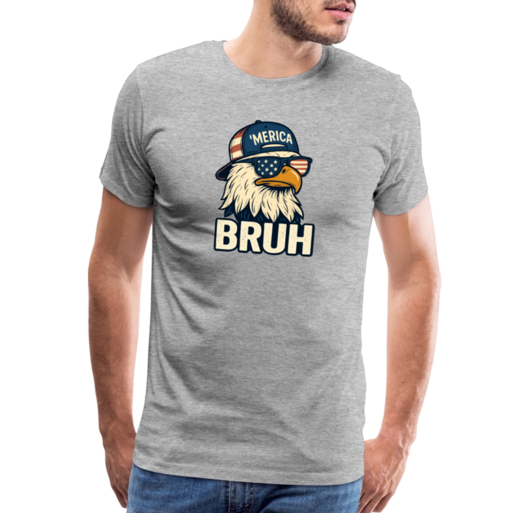 Funny Bruh Patriotic Eagle Men's Premium T-Shirt - heather gray