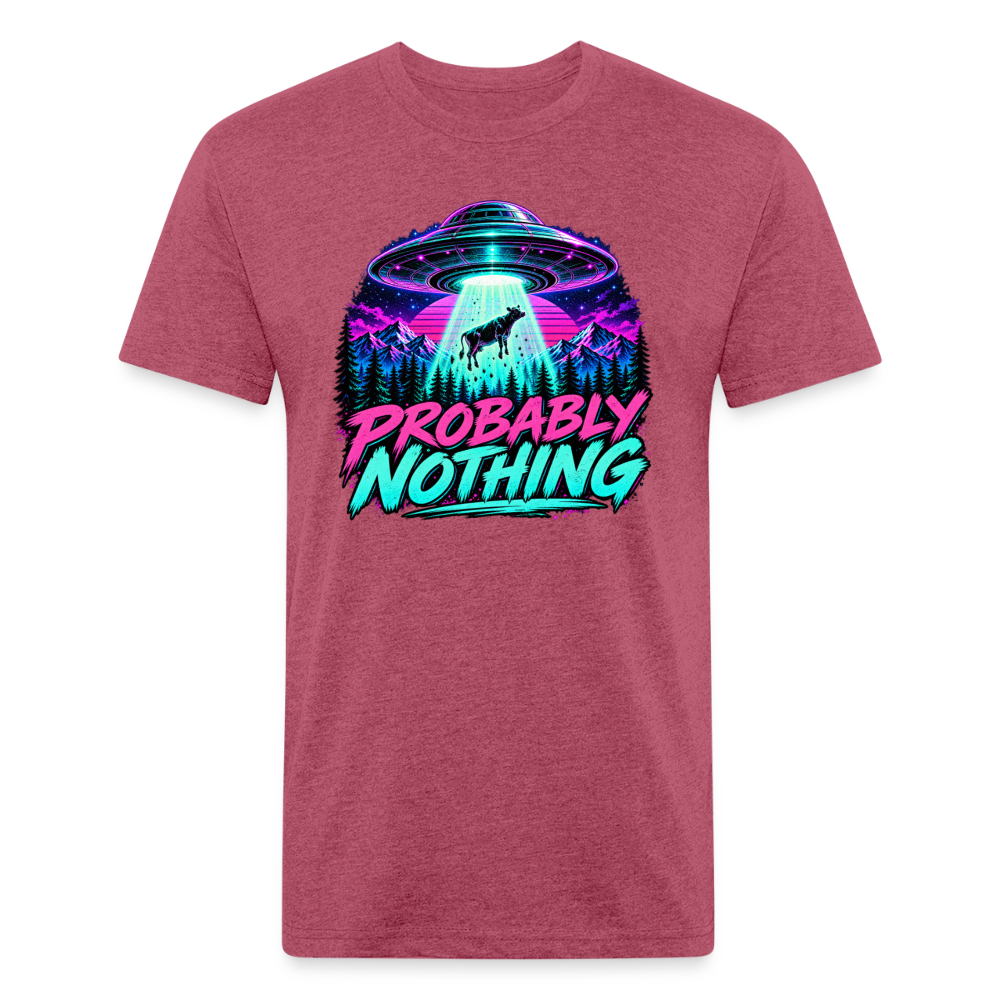 Probably Nothing UFO Alien Abduction – Men's Fitted Graphic T-Shirt - heather burgundy