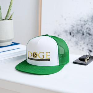 DOGE Department of Government Efficiency Trucker Hat - white/kelly green