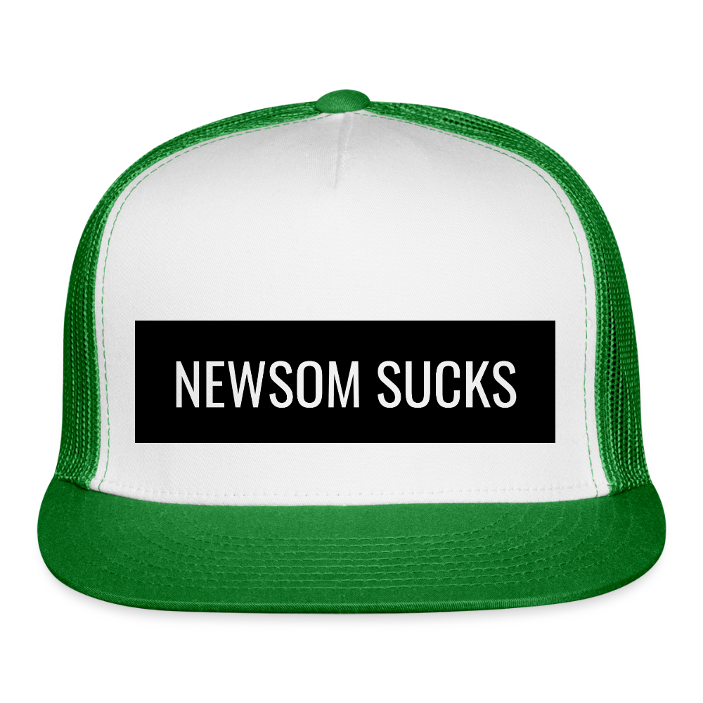 Newsom Sucks Trucker Hat - white/kelly green