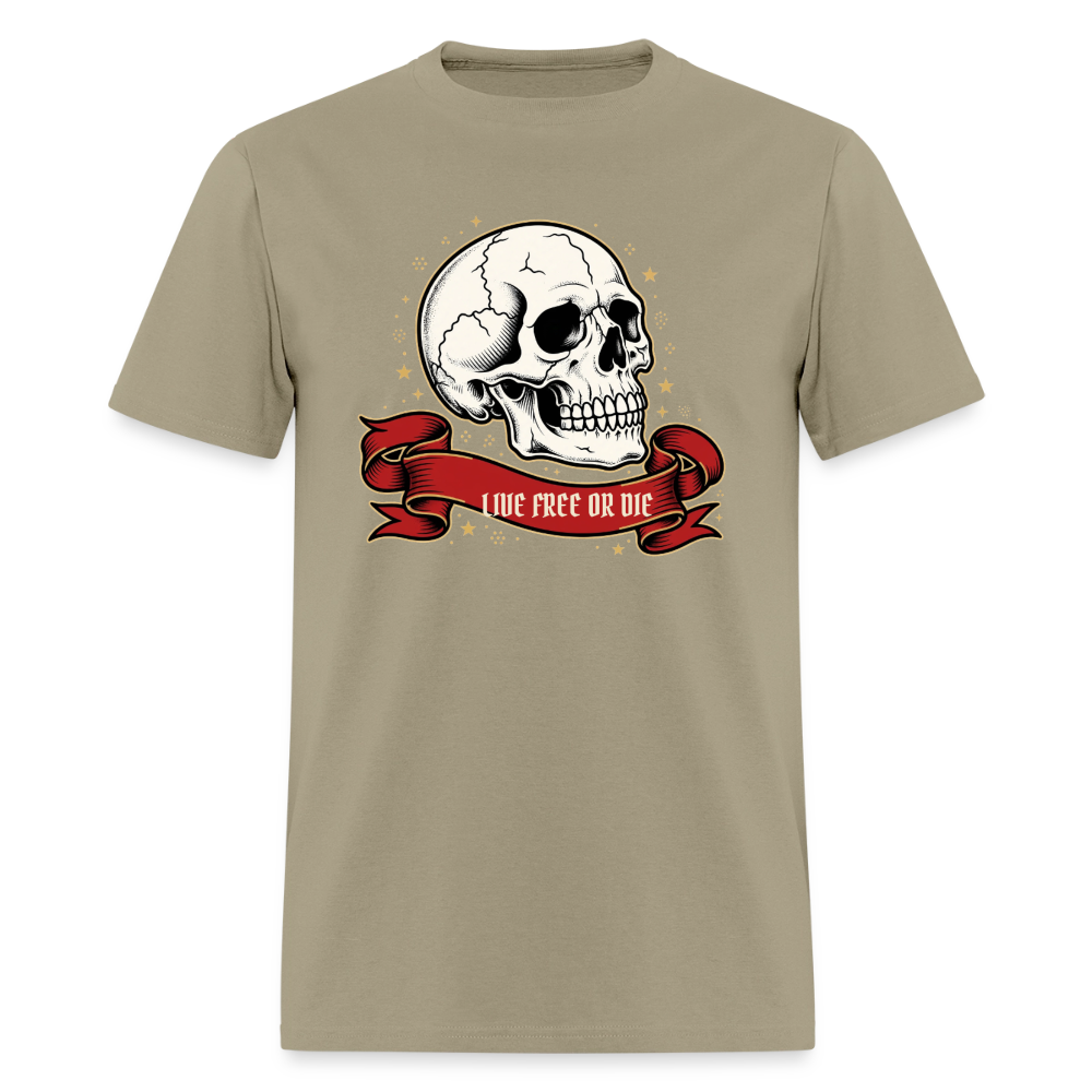 Live Free or Die Skull Classic T-Shirt - khaki