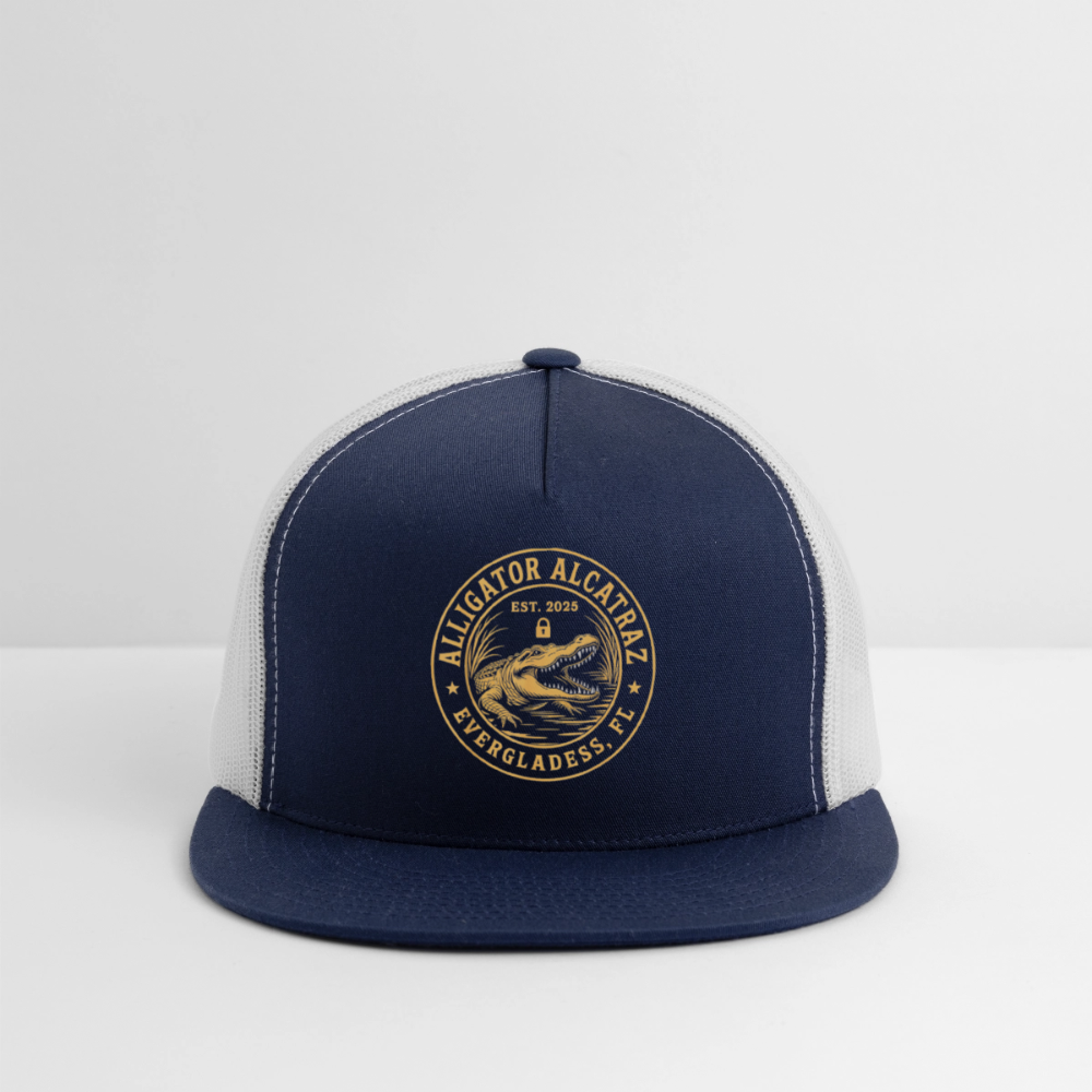 Alligator Alcatraz Trucker Hat - navy/white