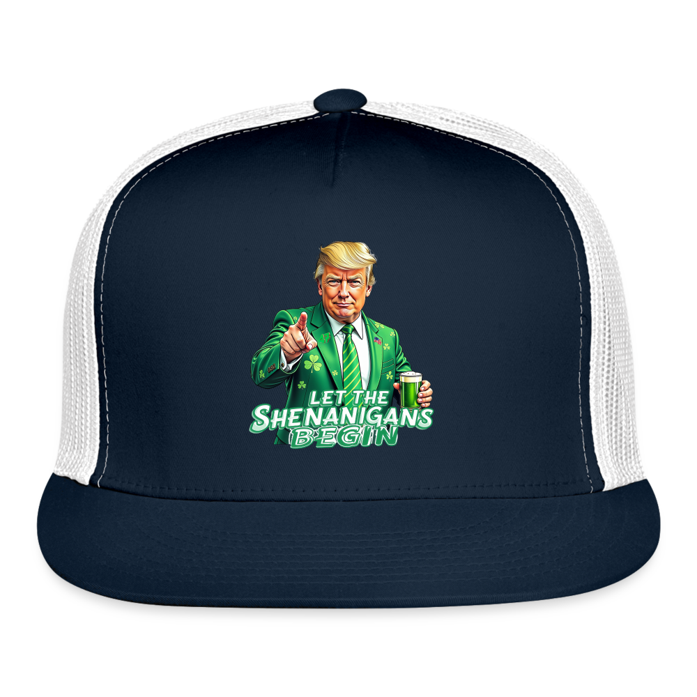 Let The Shenanigans Begin Trucker Hat - navy/white