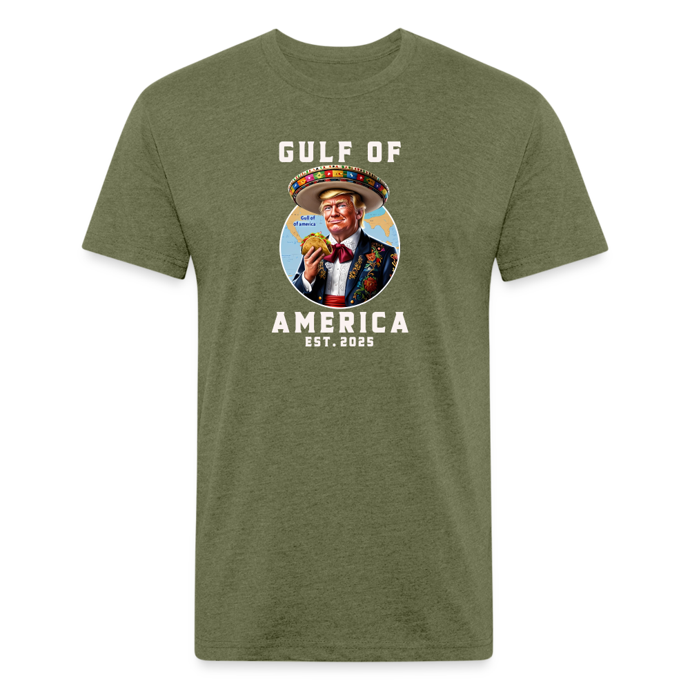 Gulf of America Funny Fitted Cotton/Poly T-Shirt by Next Level - heather military green