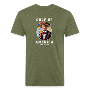 Gulf of America Funny Fitted Cotton/Poly T-Shirt by Next Level - heather military green