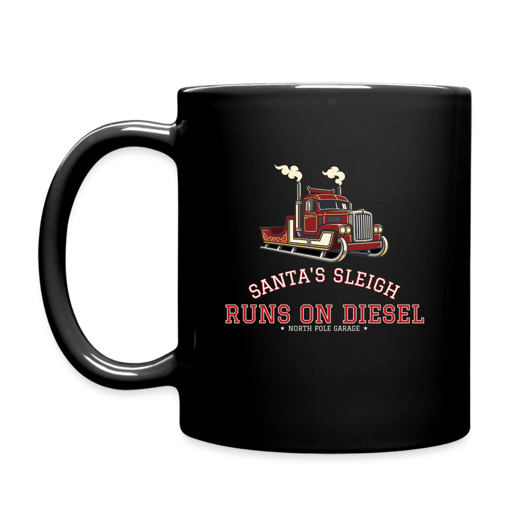 Santa’s Sleigh Runs on Diesel Black Mug - black