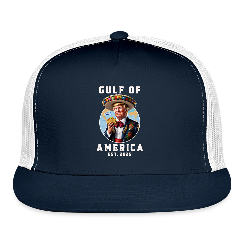 Gulf of America Funny Trucker Hat - navy/white