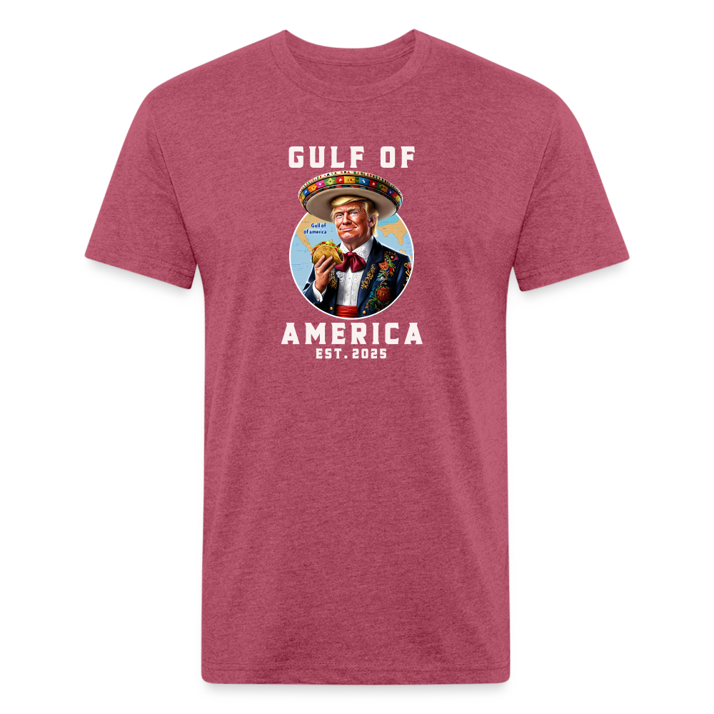 Gulf of America Funny Fitted Cotton/Poly T-Shirt by Next Level - heather burgundy