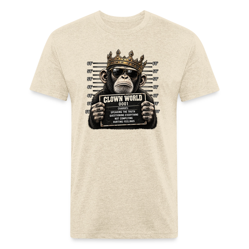 Clown World Mugshot – Men's Fitted Graphic T-Shirt - heather cream