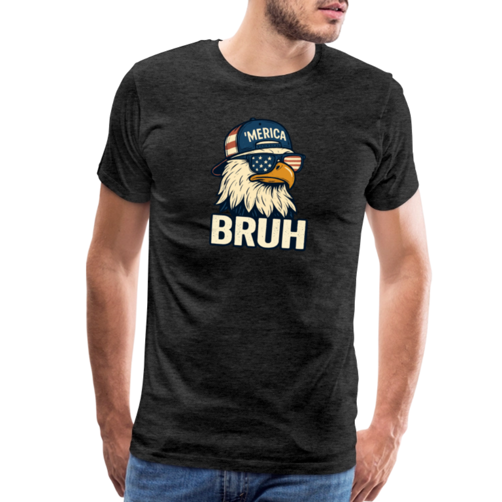 Funny Bruh Patriotic Eagle Men's Premium T-Shirt - charcoal grey