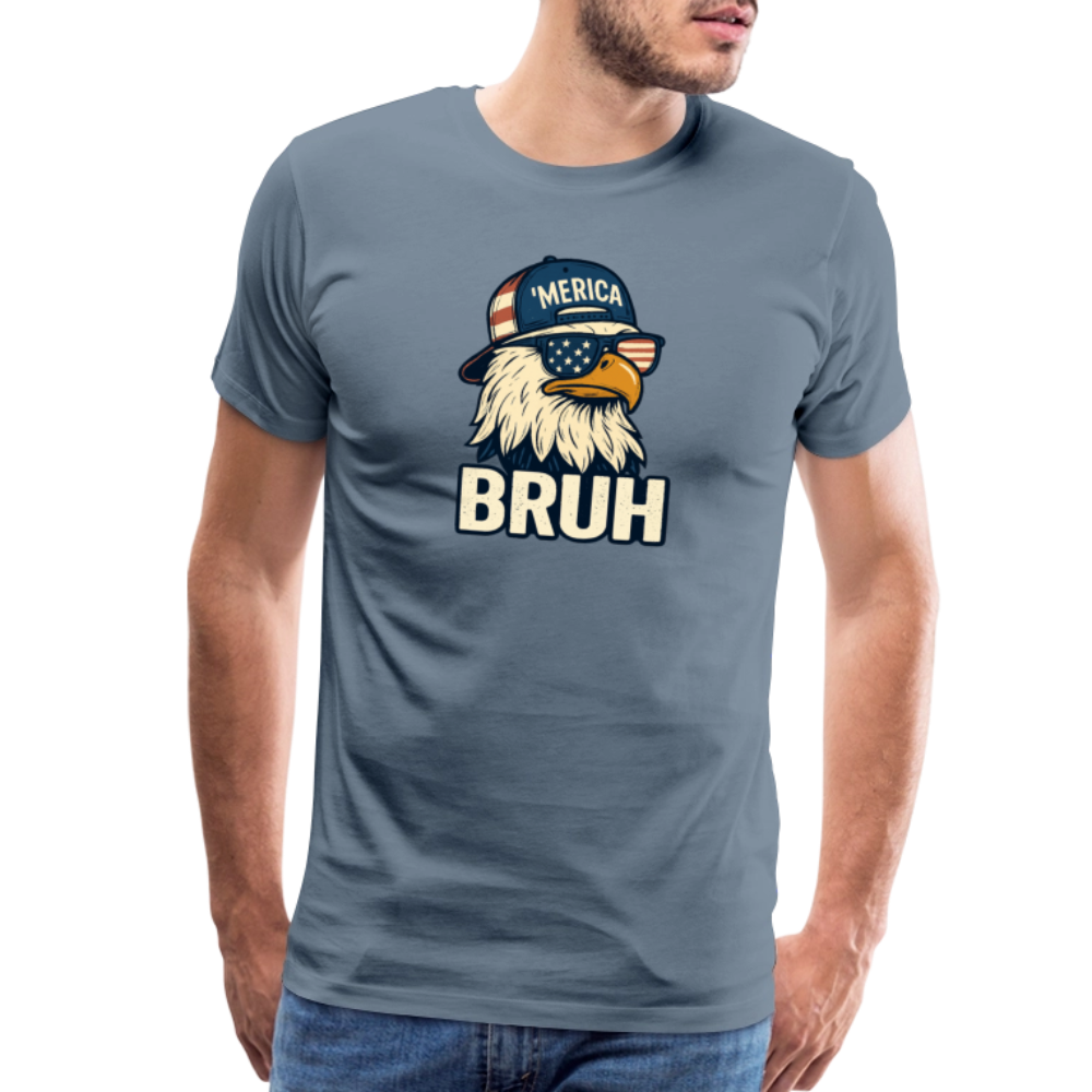 Funny Bruh Patriotic Eagle Men's Premium T-Shirt - steel blue