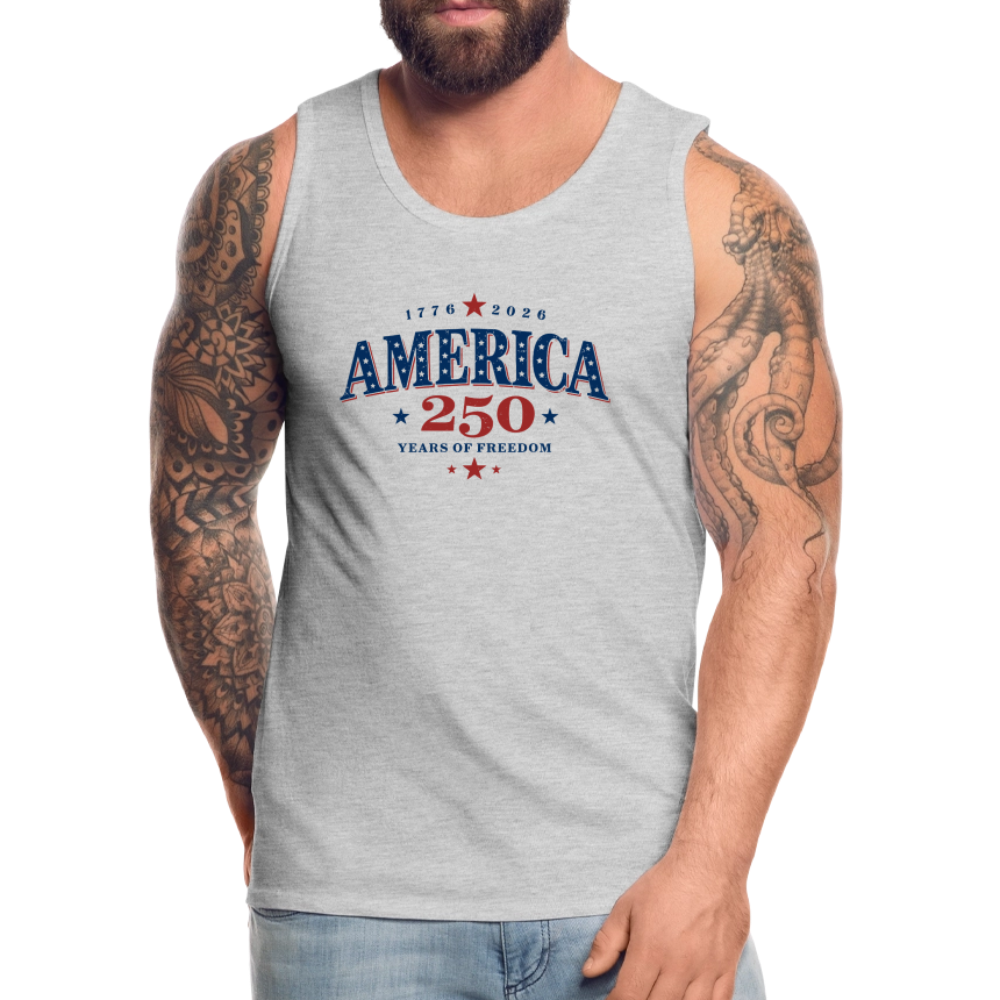 America 250 Years Freedom Retro Americana Graphic Men’s Premium Tank - heather gray
