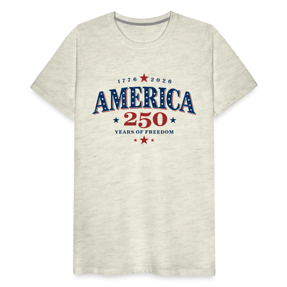 America 250 Years Freedom Retro Americana Men's Premium T-Shirt - heather oatmeal