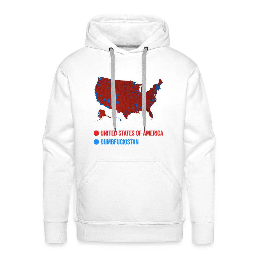 Election Map United States of America & Dumbfuckistan Funny Men’s Premium Hoodie - white