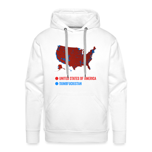 Election Map United States of America & Dumbfuckistan Funny Men’s Premium Hoodie - white