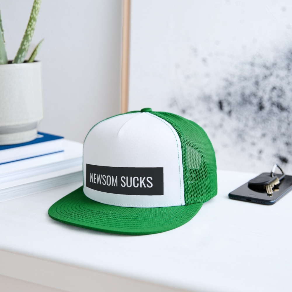 Newsom Sucks Trucker Hat - white/kelly green