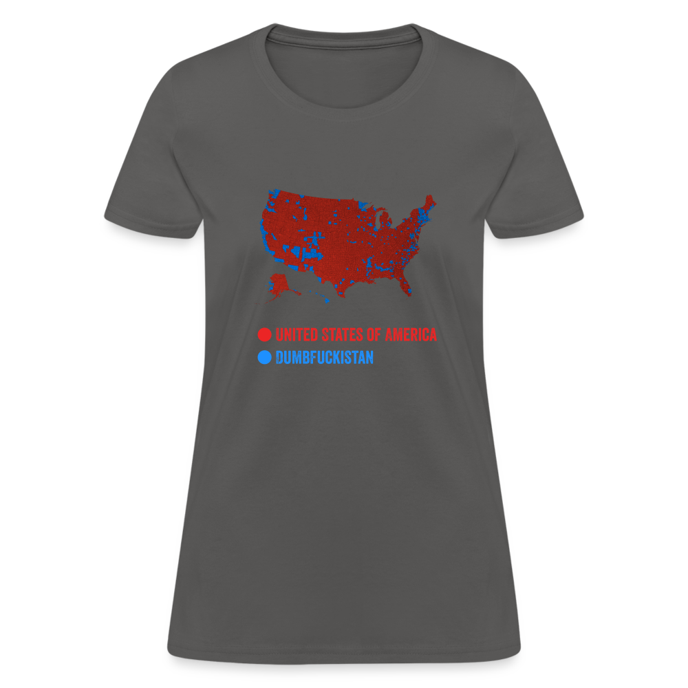 Election Map United States of America & Dumbfuckistan Funny Women's T-Shirt - charcoal