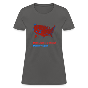 Election Map United States of America & Dumbfuckistan Funny Women's T-Shirt - charcoal