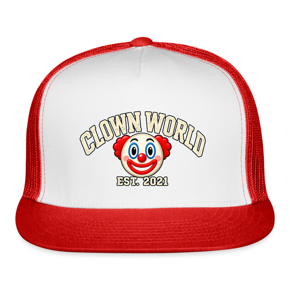 Clown World Est. 2021 Classic Trucker Hat - white/red