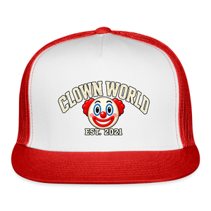 Clown World Est. 2021 Classic Trucker Hat - white/red