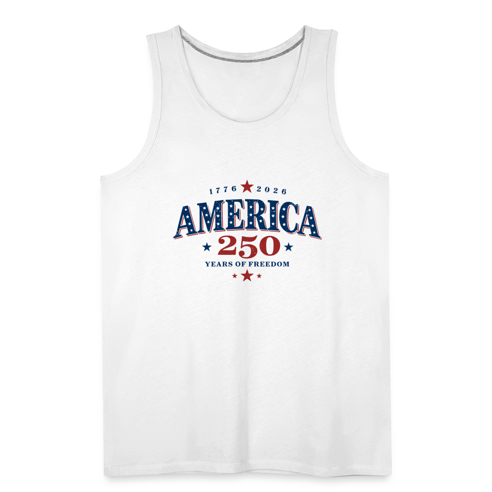 America 250 Years Freedom Retro Americana Graphic Men’s Premium Tank - white