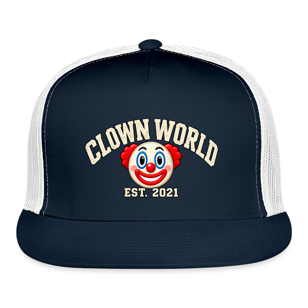Clown World Est. 2021 Classic Trucker Hat - navy/white