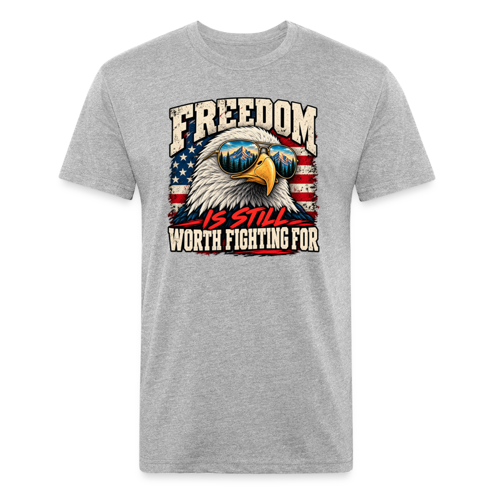 Freedom Is Still Worth Fighting For – Men's Fitted Patriotic T-Shirt - heather gray