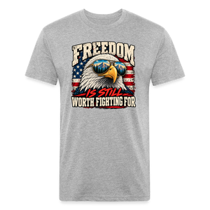 Freedom Is Still Worth Fighting For – Men's Fitted Patriotic T-Shirt - heather gray