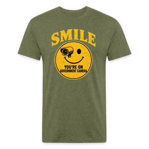 Smile You're On Government Camera T-Shirt — Funny Anti Surveillance Fitted Tee - heather military green