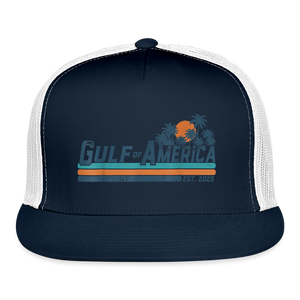 Gulf of America Retro Trucker Hat - navy/white