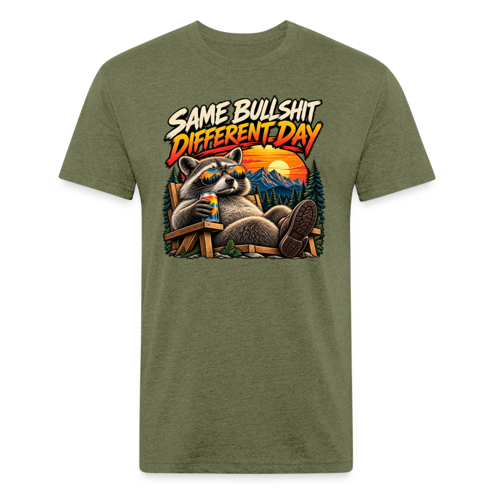 Same Bullshit Different Day – Men's Fitted Graphic T-Shirt - heather military green