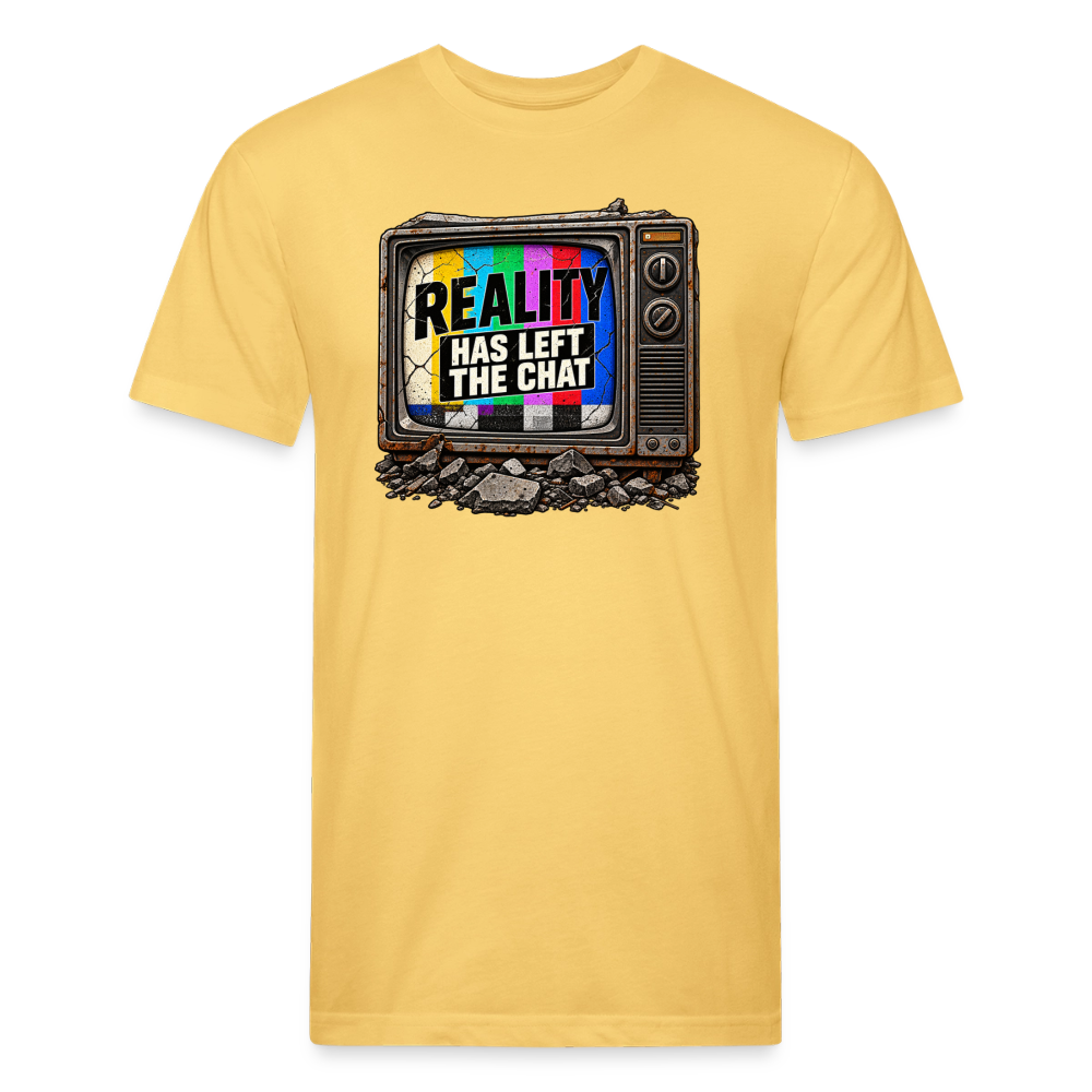 Reality Has Left the Chat – Men's Fitted Retro TV Graphic T-Shirt - pastel yellow