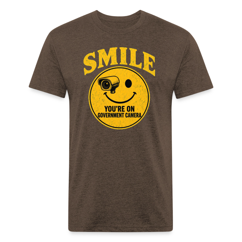 Smile You're On Government Camera T-Shirt — Funny Anti Surveillance Fitted Tee - heather espresso