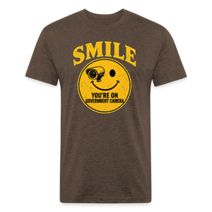 Smile You're On Government Camera T-Shirt — Funny Anti Surveillance Fitted Tee - heather espresso