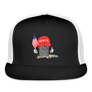 MAGA Garbage Can Funny Trucker Hat - black/white