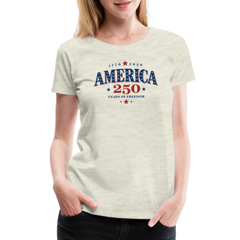 America 250 Years Freedom Retro Americana Graphic Women’s Premium T-Shirt - heather oatmeal