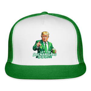 Let The Shenanigans Begin Trucker Hat - white/kelly green