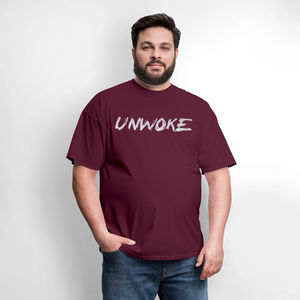 UNWOKE - Anti Woke Classic T-Shirt - burgundy