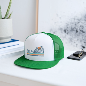 Gulf of America Retro Trucker Hat - white/kelly green