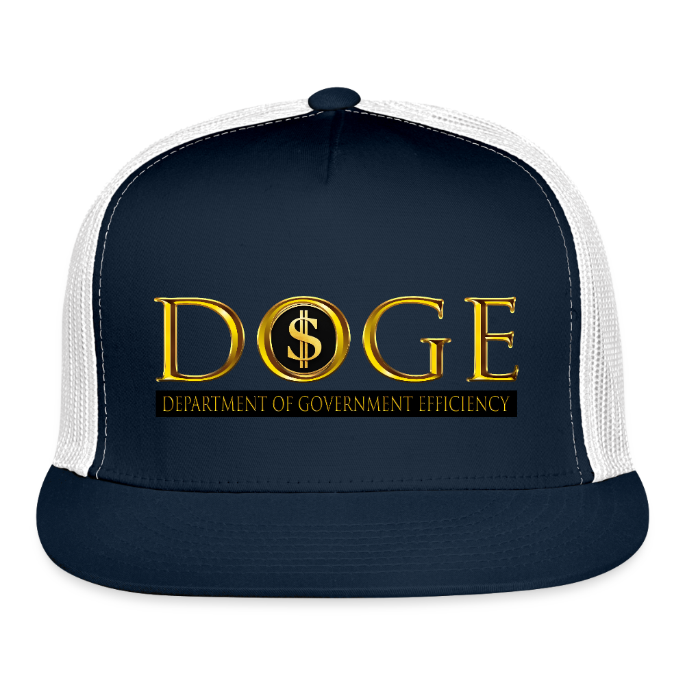 DOGE Department of Government Efficiency Trucker Hat - navy/white