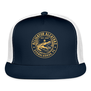 Alligator Alcatraz Trucker Hat - navy/white