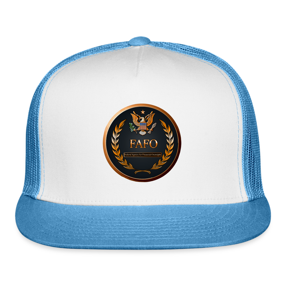 FAFO - Federal Agency for Financial Oversight - Trucker Hat - white/blue