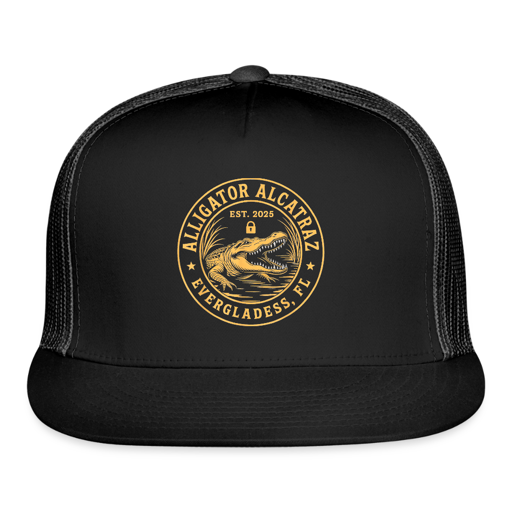 Alligator Alcatraz Trucker Hat - black/black