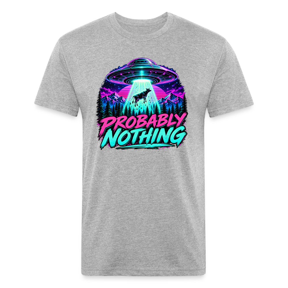 Probably Nothing UFO Alien Abduction – Men's Fitted Graphic T-Shirt - heather gray