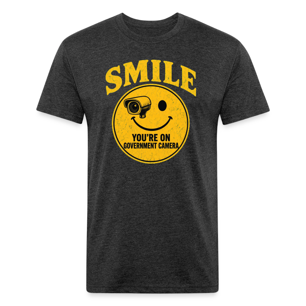 Smile You're On Government Camera T-Shirt — Funny Anti Surveillance Fitted Tee - heather black