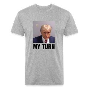 Trump Mugshot - My Turn Fitted Cotton/Poly T-Shirt by Next Level - heather gray