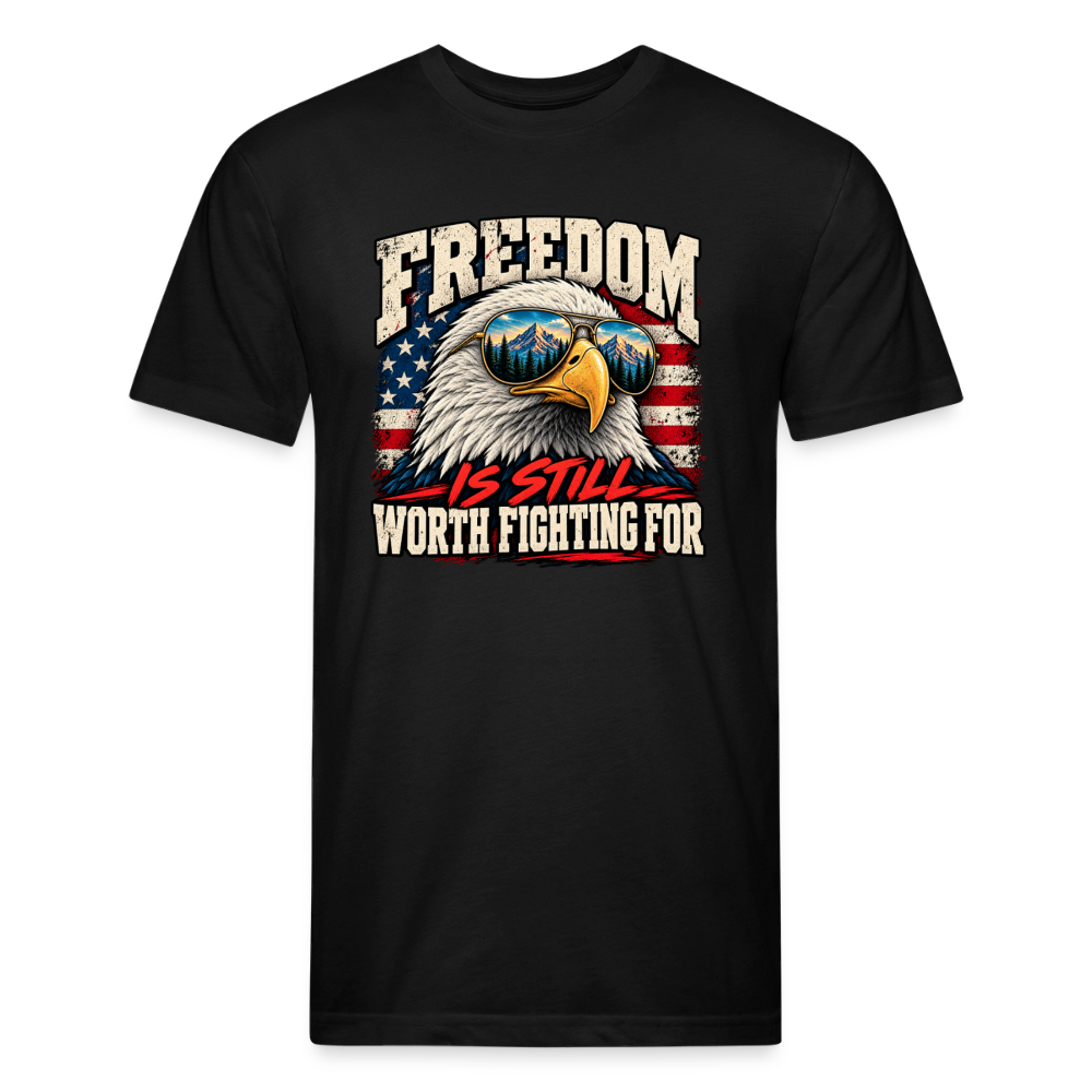 Freedom Is Still Worth Fighting For – Men's Fitted Patriotic T-Shirt - black